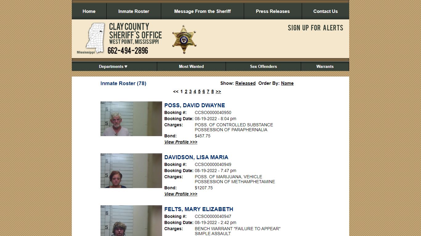Inmate Roster - Current Inmates Booking Date Descending - Clay County ...
